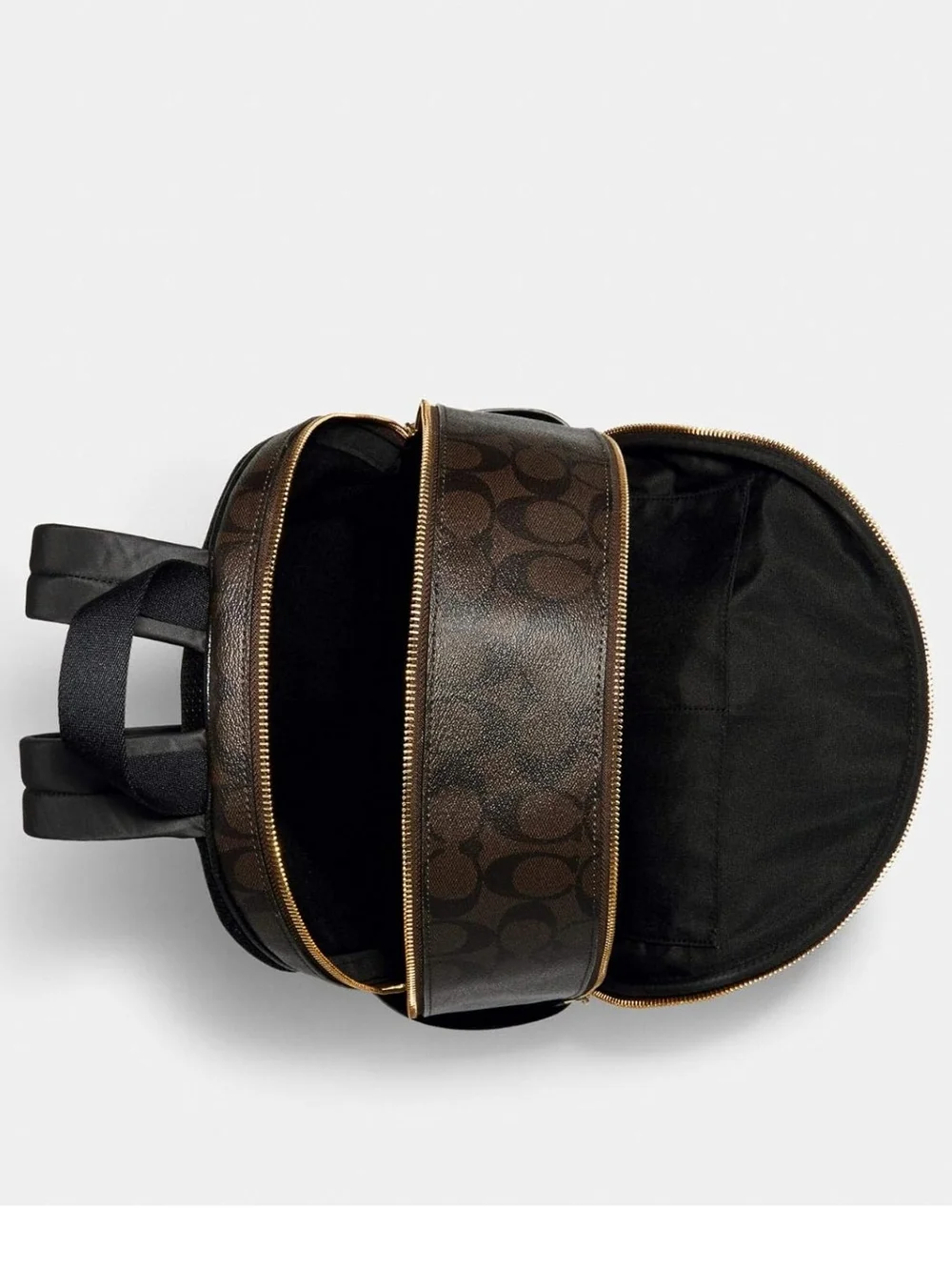 Coach Brown & Black Signature Canvas Backpack with Gold Hardware